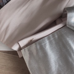 着物　帯セット　紫色と白　金糸の小紋の画像