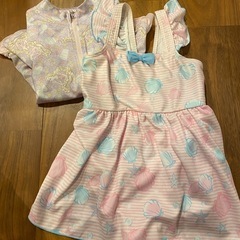 美品　女の子　水着130 ラッシュガード120 フリル　リボン　ラプンツェルの画像