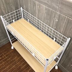 stp-3179　プランターワゴン　2段　73×30×65cm　ホワイト　キャスター付　プランターラック　メタルワゴン　メタルラック　白　オープンラック　ワイヤー　ラック　棚　収納　植木鉢　花台　鉢台の画像