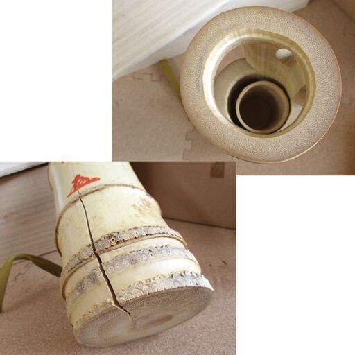 茶道具 竹花入 宗篤作 銘「寿山」黄梅院 小林太玄 共箱 竹器師 札幌市北区屯田 茶道具 竹花入 宗篤作 銘「寿山」黄梅院 小林太玄 共箱 竹器