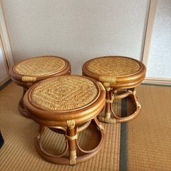 ラタンらくらく籐丸いす