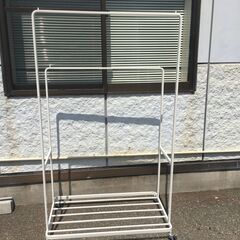 JM19875S)☆お値下げ ハンガーラック2連 幅：約90cm 高さ：約156cm 奥行：約37cm 中古品【取りに来られる方限定】の画像