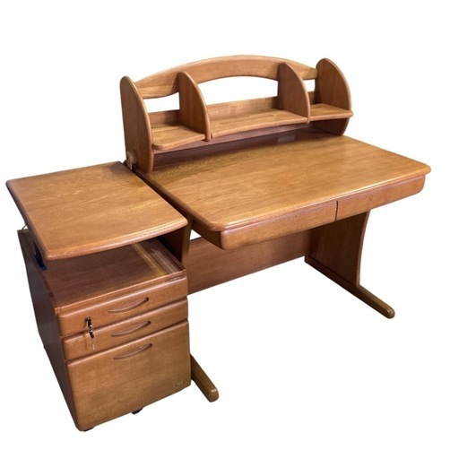 学習机 木製 キャビネット付き 本棚付き 鍵付き ランドセル掛け付き　中古