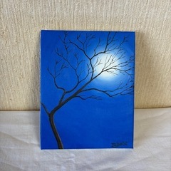 守口みやびの油絵「月夜の樹」の画像
