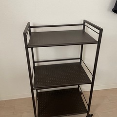 キャスター付き3段スチールラック