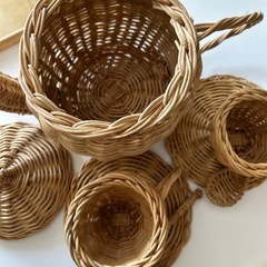 ラタン製 おままごとティーセットの画像