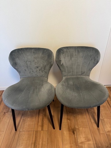 ベロア調　チェア　2脚セット
