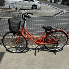 オレンジ　自転車　ママチャリ　26インチ