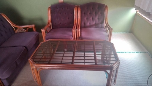 ラタンソファー＆テーブルセット