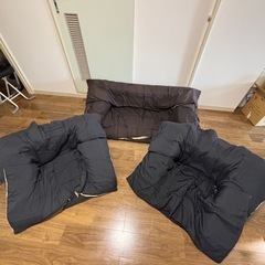 超軽量ソファセット 片手で持てる　ブラック カバー付き