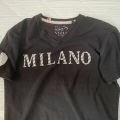 MILANO VIOLA メンズ VネックTシャツ Lサイズ ロゴ刺繍入りの画像