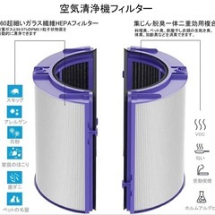 【花粉症対策】 ダイソン対応 Dyson用 交換用フィルター 空気清浄機能付ファンフィルター Dyson Pure Humidify+Cool HP06 TP06 HP07 TP07 HP09 TP09 PH01 PH02 PH03 PH04 空気清浄機用 集塵・脱臭・抗菌多重濾過フィルターの画像