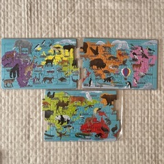 幼児向けのパズル（働くくるまと動物）の画像