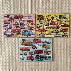幼児向けのパズル（働くくるまと動物）の画像