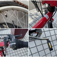 試乗OK！CAPITIN STAG キャプテンスタッグ Oricle 折りたたみ自転車 20インチ 赤 自転車 シマノ6段変速ギア 空気OKの画像