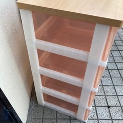 衣装ケース 4段 木製天板　ピンクの画像