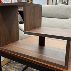 【中古品】ディスプレイ ラック L字型 木製 ブラウン 飾り棚 収納家具の画像