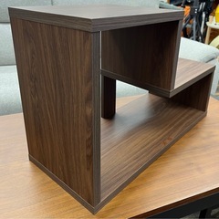 【中古品】ディスプレイ ラック L字型 木製 ブラウン 飾り棚 収納家具の画像
