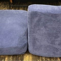 【中古品】NITORI ニトリ 積み重ねできるリラックスソファ コーデュロイ （NV） ローソファー 1人掛け L字  生活家具の画像