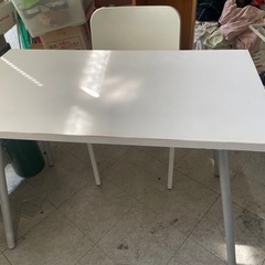 デスク&チェアーセット　机、イスセット　シンプル白×グレー 足元スッキリ  の画像