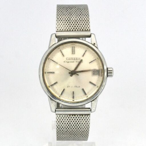動作品 Citizen Crystal Date AUDS 2802-Y 自動巻き腕時計 3針 デイト 27石 風防キズ多め ブレス社外品 札幌市 清田区 平岡
