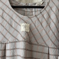 割烹着　グレーチェック　エプロン　　0円の画像