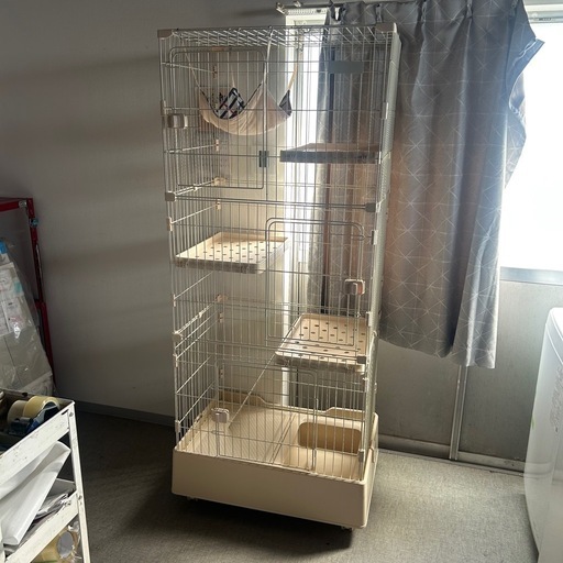 5945トイレ一体型キャットケージ3段 ハンモック付き