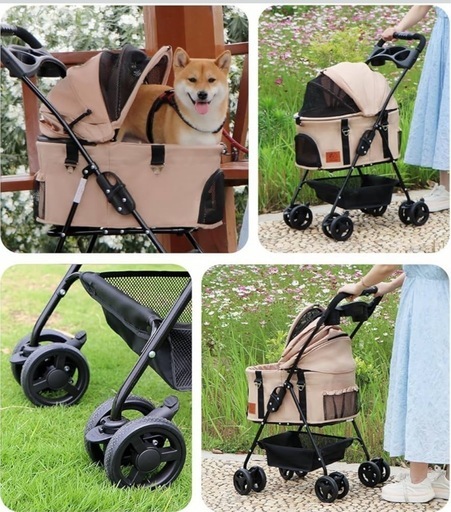❤️新品❤️【分離式】ペットカート 犬猫兼用 軽量 折りたたみ 4輪360°回転 通気◎