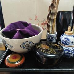 茶道お茶道具木箱付き９点セット高価な香木入り