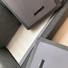 【受け渡し決まりました】6月下旬まで ニトリ3人掛けソファ✩*⋆チャコールグレー　L字型可 オットマン付きの画像