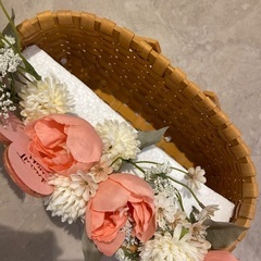 結婚式　披露宴　グッズ　ウェルカムスペース　バスケット　　フェイクフラワー　花束　ありがとうの画像