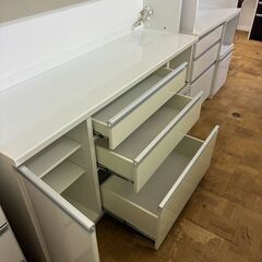 【FU2325】★2枚扉システムキッチンボード 白 収納家具 キッチン家具 MOISS ホワイト 家具 クリーニング済 堺市 深井 【ジャングルジャングル深井店】の画像