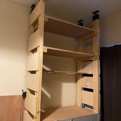 天井突っ張り棚 兼 デスク ラブリコ使用　幅90cm奥行45cm