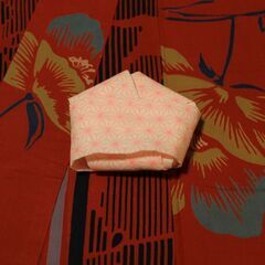 "仕立て品"の浴衣(帯付き)② 赤色系の画像