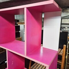 リサイクルショップどりーむ天保山店　No2411　ディスプレイラック　ピンク×ホワイト　の画像