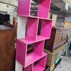 リサイクルショップどりーむ天保山店　No2411　ディスプレイラック　ピンク×ホワイト　の画像