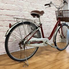  【大人用】整備済中古自転車 ブリヂストン 軽いアルミフレーム 26型カルーサ 赤色 <自転車のオオムラ 静岡店>の画像