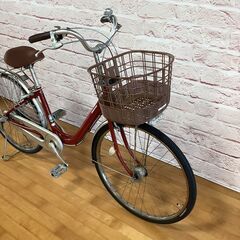  【大人用】整備済中古自転車 ブリヂストン 軽いアルミフレーム 26型カルーサ 赤色 <自転車のオオムラ 静岡店>の画像