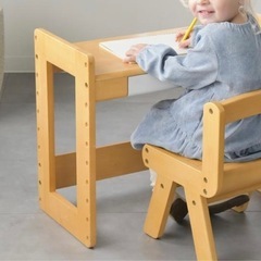 美品　キッズデスク　グレー　机　椅子　チェア　おもちゃ棚　ラックの画像