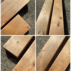  【中古木材3本セット】2×4材×2本＋杉板材×1本｜屋外軒下使用・ほぼ反りなし【DIYに】 の画像