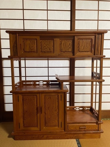 引き渡し者決定【美品】飾り棚　茶箪笥　木製オープンシェルフ 和風デザイン