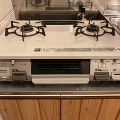 グリル付ガステーブル〔Rinnai〕 全口センサー搭載。都市ガス