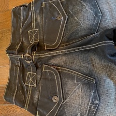 レア未使用近い美品希少ブラックデニムジーンズパンツワークカーゴペインターパンツヒゲハチノスvintageウォッシュ加工 ジーパンの画像