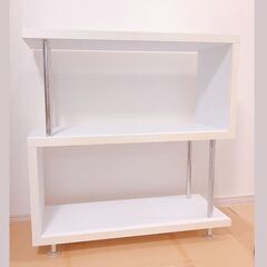 デザインラック白　ホワイト×シルバー