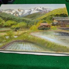 真作、長生玲子の油彩画[五月の谷川岳]