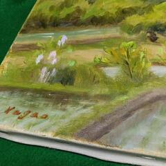 真作、長生玲子の油彩画[五月の谷川岳]の画像