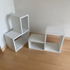 階段型 ラック 白色 2点セット