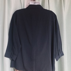 1350.LOWRYS FARM ネイビー 七分袖シャツ M☆の画像