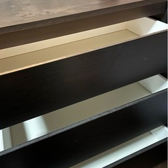 木製　ダークブラウン　3段チェストの画像