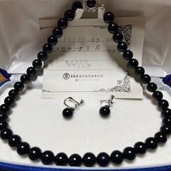 黒サンゴネックレス&イヤリング2点セット